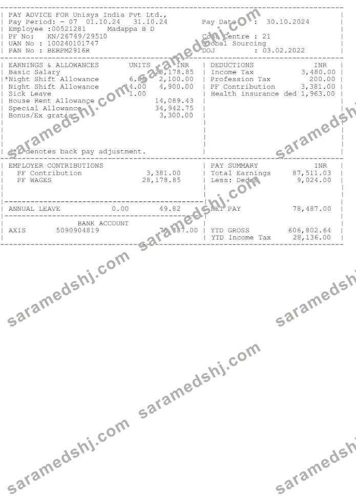 Unisys India earnings template in Word and PDF formats.pdf, 1